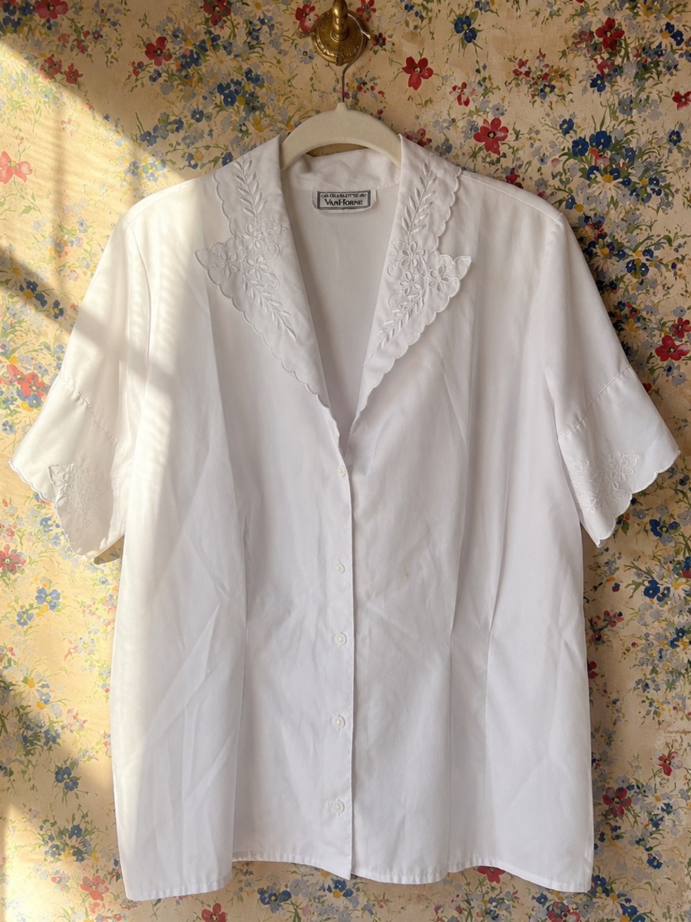 vintage embroidered white blouse cottagecore coquette fairy granny chic large